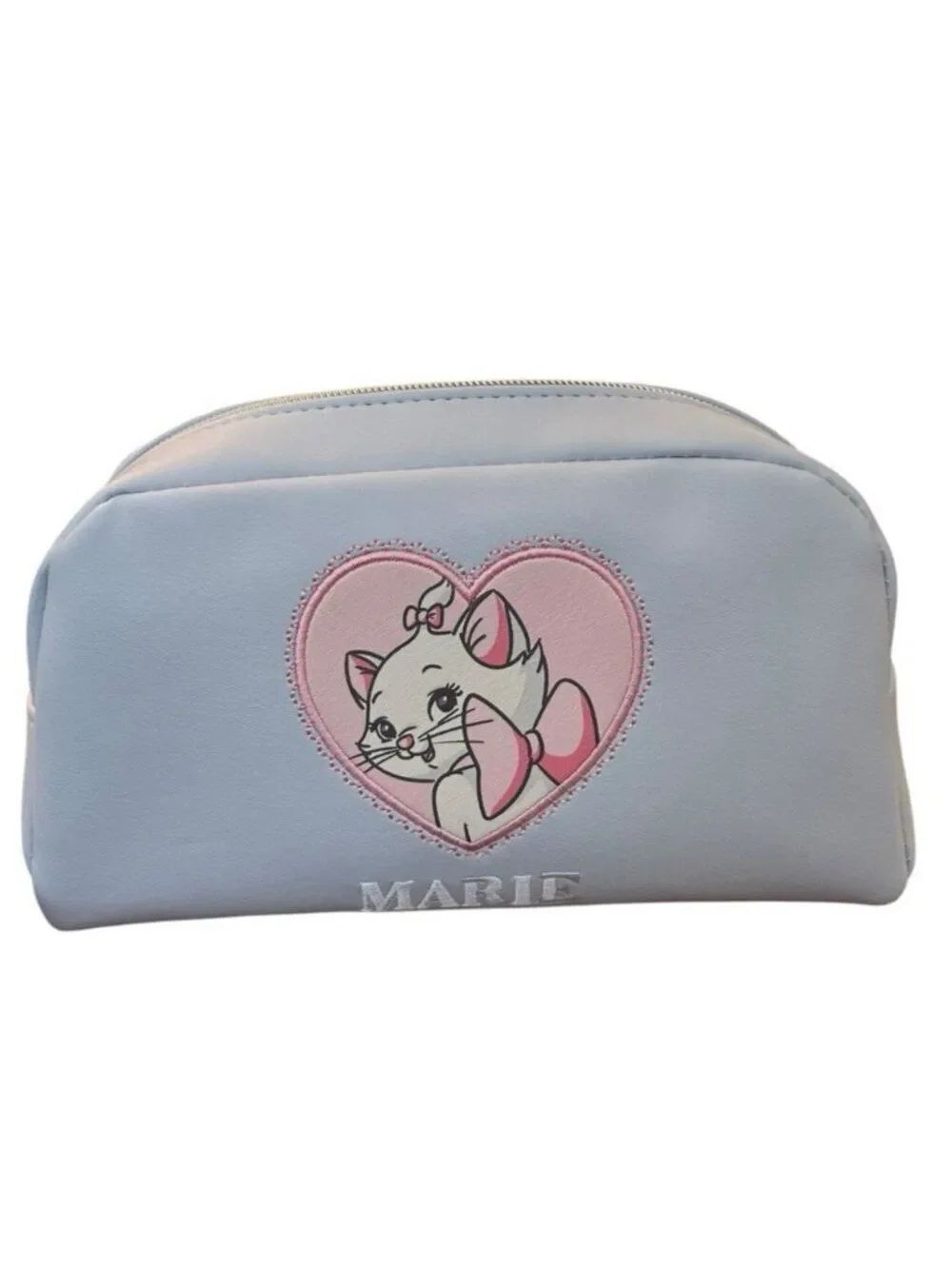 Disney Marie Aristocats Makeup Cosmetic Bag Heart Zipper Charm Travel Case NWT
